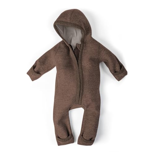 Ehrenkind® WALKOVERALL | Baby Wollwalk-Overalls aus Merino Schurwolle mit Reißverschluss | Walk Wolle Woll-Anzug für Kleinkind und Baby | Hellbraun Gr. 98-104