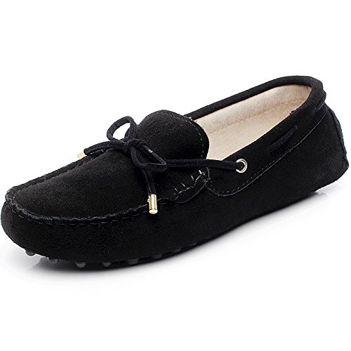 Image of ANUFER Women's Classic Suede Penny Loafers Comfort Handmade Slipper Moccasins