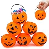 3 Otters Mini Halloween Pumpkin Buckets, 3 Styles Small Pumpkin Candy Buckets with Handle Children Trick or Treat Bags, 12PCS
