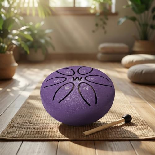 Personalized Steel Tongue Rain Drum - 3 Inch 6 Notes, Custom 1 Initial or Number in Center, Waterproof Outdoor Mini Hand Drum for Garden Yard Patio, Calming Zen Meditation Percussion Decor