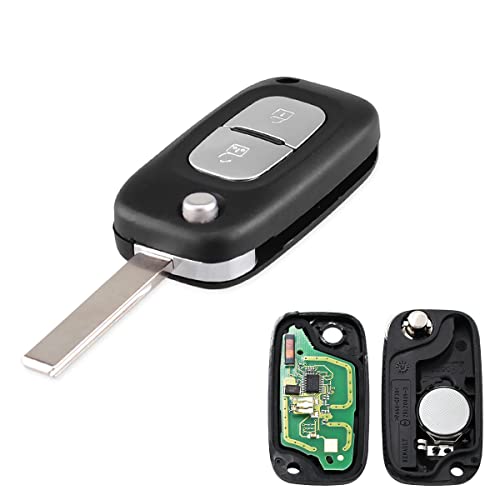 AULESSE Coque de Clé Télécommande à Distance avec Puce PCF7961A Compatible avec Ren-Ault Clio III Clio 3 Kangoo Master Modus Twingo 2 Bouton 433MHz Cover