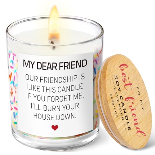 Birthday Gifts for Women Best Friend- Best Friend Candle - Friend Gifts for Women - Unique Friendship Gift Idea for Friends Female - Cool BFF Bestie Presents, 7oz Lavender Scent with Sprinkles