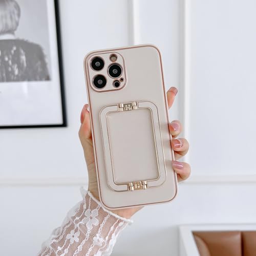 ADKOT Voor iPhone 13 Pro Max 12 Pro Max Case Lederen Beschermende Achterkant met Standaard, Licht Goud, Voor iPhone 12 Pro
