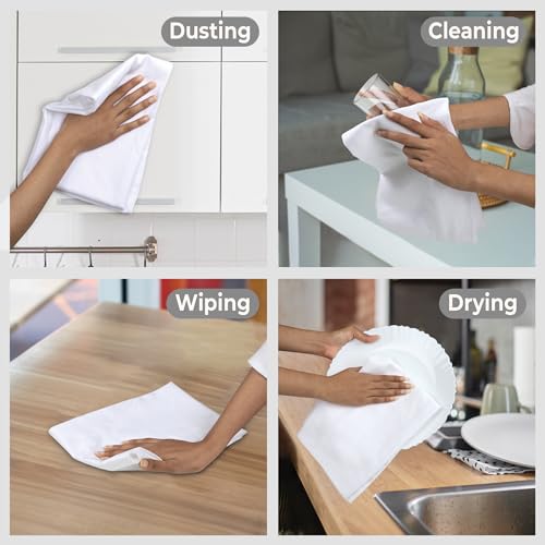 Urban Villa Flour Sack White Kitchen Towels 100% Cotton Highly Absorbent Dish Towels for Bread Proofing Baking Drying Dinnerware Glass Embroidery DIY Projects Zero Lint 27x27 Inches (4 Pack) - Image 5