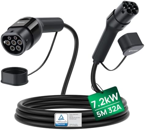 GONEO Typ 2 Ladekabel 7,2kW 5M 32A Ladekabel Elektroauto 1-Phasig Mode 3 für E Auto EV/PHEV Typ 2 auf Typ 2/CSS2 mit Tragetasche