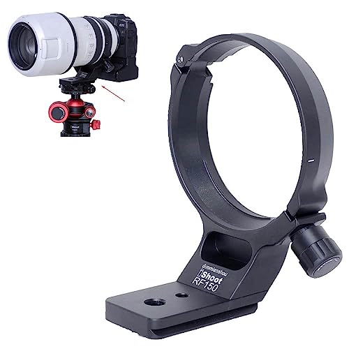 iShoot金属カメラリング式三脚座、 三脚マウントリング、レンズサポート襟、レンズブラケット襟、三脚ソケット, キヤノンCanon RF 100-500mm f/4.5-7.1L IS USMと互換性があります, ボトムは1/4 3/8 ネジ穴付きのクイ