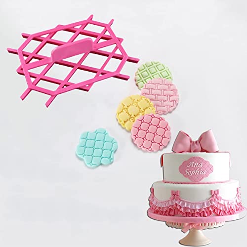 Rhombus Diamond Shape Fondant Cake Mould Fondant Tools Embosser Embossing Cutter Mold Stamp Tool Non-Stick Material Eco-Friendly Plastic AEGYPIUS Fondant Stamps, 4.8 x 3.5 Inches Cookie Stamp
