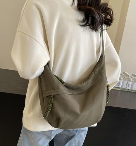 Image of Hobo Bag for Women Men Crescent Shoulder Bag Retro Nylon Canvas Crossbody Bag Slouchy Corduroy Dumpling Bag Purse | Retro