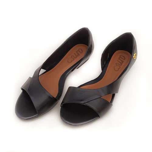 Amo Calçados, Sandália rasteira em Couro Moema Preta Tamanho:41