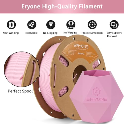Image of ERYONE Matte PLA Filament for 3D Printer, Filament 1.75mm + /- 0.03mm, 1kg (2.2LBS) /Spool, Pink