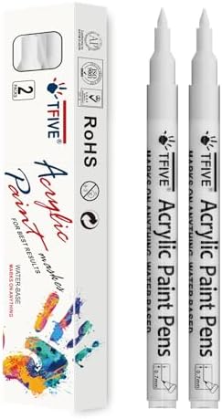 White Paint Marker Paint Pens - 2 Pack Acrylic Permanent Marker, 0.7mm Extra Fine Tip Paint Pen for Art Projects, Drawing, Rock Painting, Ceramic, Glass, Wood, Plastic, Metal, Canvas DIY Crafts