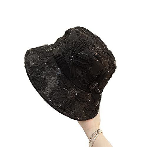Bob chapeau anti-transpiration en dentelle de fleurs pour protéger le visage du soleil