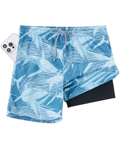 Mens Swim Trunks Compression Liner Men Bathing Suit 5 inch Shorts