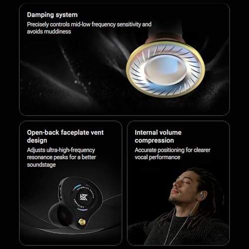 Image of KZ Eldar Wired IEM with Mic, Single Dynamic Driver in-Ear Monitor with HM Graph Signature Tuning, OFC Cable, 0.78mm 2Pin, Deep Bass HiFi Sound for Gaming, Music & Calls (3.5mm (Black with Mic))