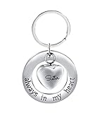 NextStone Sister Stainless Steel Always in My Heart Ashes Urn Necklace Heart Pendant Keychain Cremation Jewelry Gift