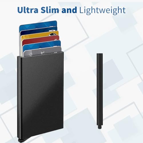 Image of Mart RFID Blocking Aluminum Card Holder Wallet - Slim Pop-Up Business & Credit Card Case with Money Pocket - Secure, Stylish & Minimalist Design for Men & Women