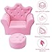 Costzon Kids Sofa, Children Upholstered Sofa with Ottoman, Princess Sofa with Diamond Decoration, Smooth PVC Leather Toddler Chair, Kids Couch for Boys and Girls, Gift for Toddlers (Pink)