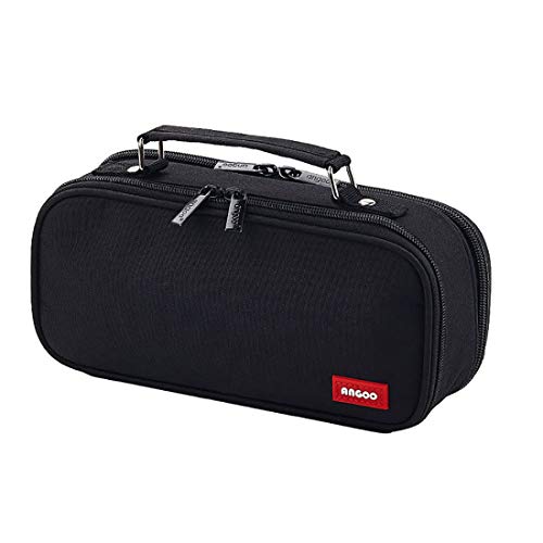 Preisvergleich Produktbild Oyachic Federmäppchen Pencil Case,Mädchen Schlamppermäppchen Schwarz Federtaschen Teenager Groß Schulmäppchen 3 fach Make-up Tasche Teenager (Schwarz)