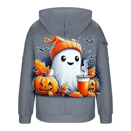 Halloween Hoodies for Men Half Zip Up Cute Graphic Print Comfy Pullover Novelty Sweatshirt Hoodie with Pockets4