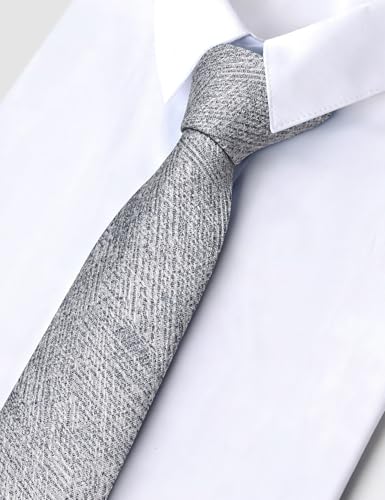 Image of Barry.Wang Skinny Ties for Men Cashmere Wool Blend Necktie with Tie Clip