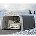 ShelterLogic 12' x 16' x 8' Garage-in-a-Box Compact Car and Small Vehicle All-Season Metal Peak Style Roof Portable Outdoor Garage, Gray (62697)