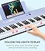 The ONE Smart Keyboard COLOR 61 Lighted Keys Piano Keyboard, Electric Piano for Beginners with 256 Tones, 64 Polyphony, Built-in LED Lights & Apps, Supports USB MIDI/Headphones (Purple)