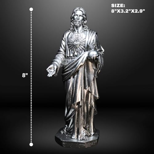 Statue de Jésus argentée cadeau chrétien baptême et communion - 6