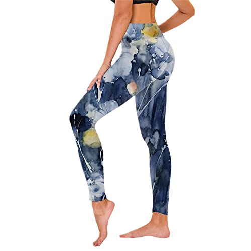 Generisch Pantalones gruesos de yoga de cintura alta para mujer, para entrenamiento, correr, yoga, azul oscuro, S