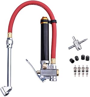 WYNNsky Heavy Duty Dual Head Tire Inflator Gauge with 12 Inch Air Hose,Tire Pressure Gauge with Storage Case