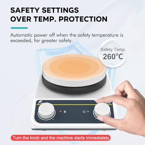 LAB FISH Laboratory Lab Magnetic Stirrer Hot Plate 260℃/ 500℉ 5 inch Magnetic Mixer 3L Capacity with Ceramic Coated Knob Control 200-1500rpm & Stirring Bar(Non-Digital)