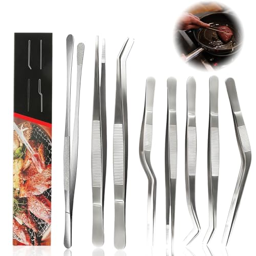 8 Piezas Pinzas De Cocina,16-30 cmAlicates de cocina de acero inoxidable,acero inoxidable 340,adecuadas para cocinar en la cocina, barbacoa al aire libre, hornear, presentación de...