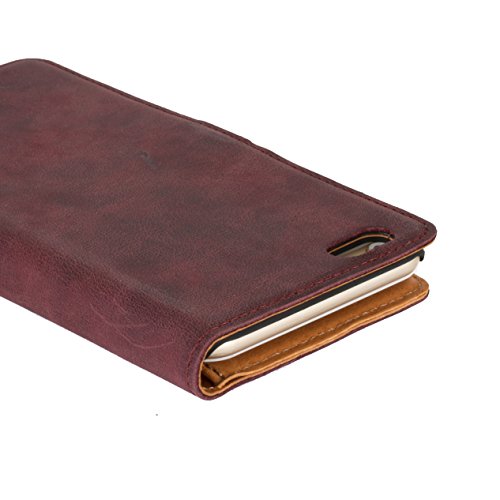 Snakehive Iphone 6 Plus Case, Vintage Collection Apple Iphone 6 Plus Wallet Case In Nubuck Leather With Credit Card/Note Slot (Plum) #TOP7