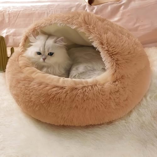 キャットハウス ペットベッド 猫 犬用 小型犬用 ドーム型 冬用 丸型 ふわふわ ソフト 暖かい シートクッション おしゃれ シンプル 一年中使える 可愛い ポリプロピレン フリーサイズ(F)