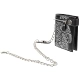 UKCOCO Portafoglio Pelle Unisex Punk Gotico con Catena Halloween