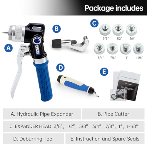Image of HVAC Hydraulic SWAGING tool kit for copper tubing Expanding 3 /8 inch to 1-1 /8 inch