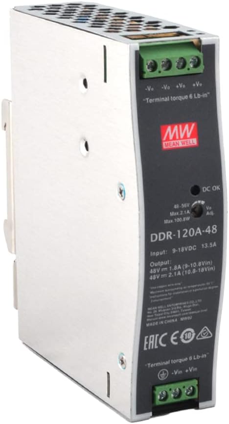 Original MEAN WELL DDR Series 100W DIN Rail DC-DC Converter Input 9-18V DC to 48V DC 2.1A 100W meanwell Power Supply Power Converter (12V dc to 48V dc)