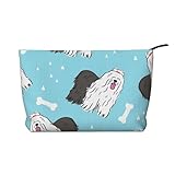 Patrón de Perro Pastor inglés Antiguo,Neceser de Pana, Neceser de Maquillaje portátil, Neceser de Viaje