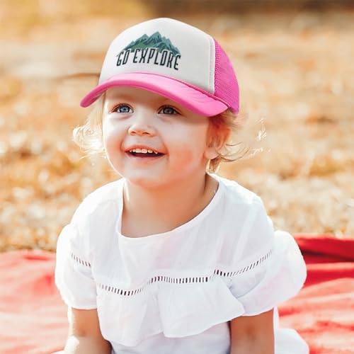Kids Trucker Hat Go Explore Mountains Hiking Polyester Boys Caps & Girls Caps Snapback Closure Adjustable3