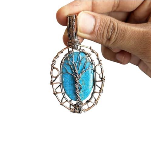 Turquoise Pendant Copper Wire Wrapped Pendant Jewelry Turquoise Necklace Pendant Copper Jewelry Anniversary Gifts Pendant Gifts For Her