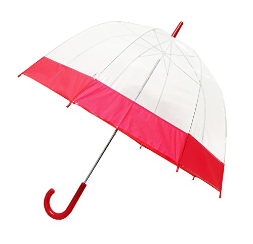 Red Trim Clear Bubble Umbrellas, Transparent Umbrella, Dome Shape Umbrella