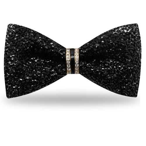 Image of Mens Rhinestone Bow Tie Pre-Tied Bow Ties for Men Adjustable Sparkle Sequin Bowtie Party Wedding