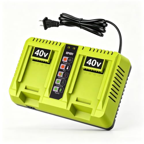 2Port OP401 Replacement for Ryobi 40V Battery Charger Compatible with 40V OP4015 OP4026 OP4040 OP4050 OP4060