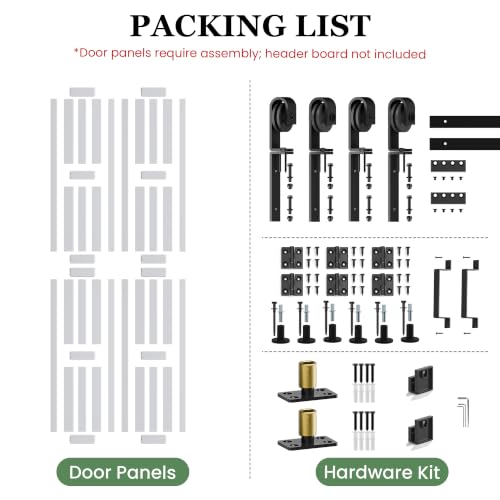 Image of 64'' x 84'' White Bifold Barn Door with Hardware Kit Included