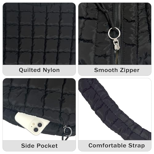 Image of Puffer Tote Bag for Women Large Quilted Tote Bag Crossbody Lightweight Nylon Puffy Hobo Bag Carryall Shoulder Bag for Women