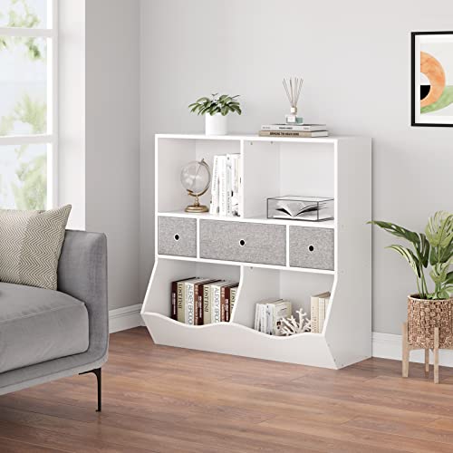 Idealhouse Kids Bookshelf And Bookcase Toy Storage Multi Shelf With Cubby Organizer Cabinet And Drawers For Boys Girls For Children's Room Playroom Hallway Bedroom (White) #TOP6