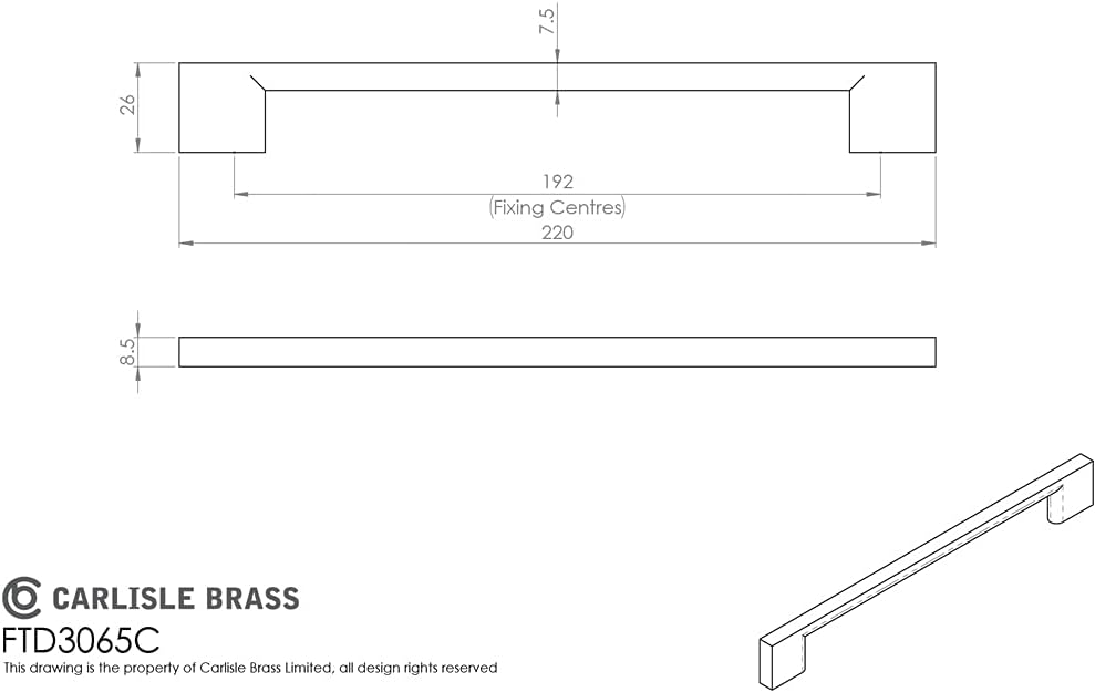 Carlisle Brass FTD3065CSN Pull Handle, Satin Nickel, 192 mm - Image 3