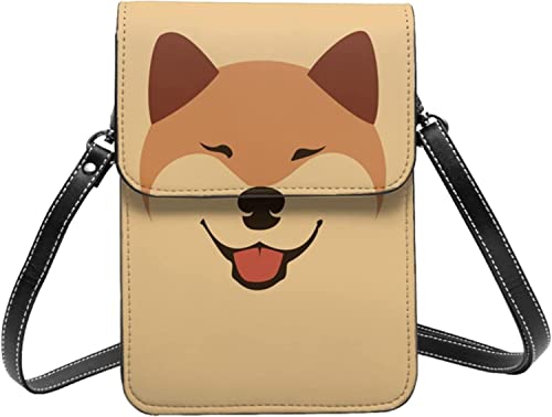 Small Crossbody Cell Phone Purses for Women Cute Shiba Inu Akita Leather Handbags