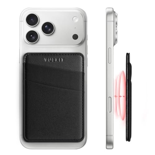 VULKIT Magsafe portfel kompatybilny z iPhone 15/14/13/12, elastyczny uchwyt na karty RFID z lycry z magnesem MagSafe, czarny, Minimalistyczny