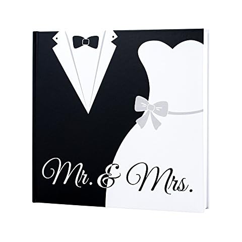 'Black & White" Guest Book Wedding Photo Album in Black and White with"Mr and Mrs" Lettering Cover