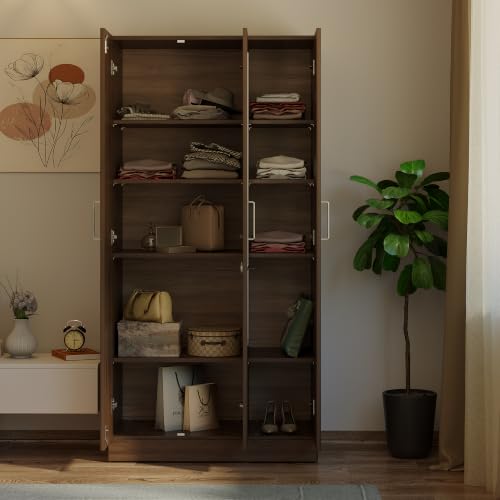 Image of Wakefit Wardrobe for Bedroom | 1 Yr Warranty | Cupboard for Bedroom, Almirah, Wooden Wardrobe, Multi-Shelves Storage with Mirror, Density:680-750 kg /m, Free Installation from Brand (Twill - CW)